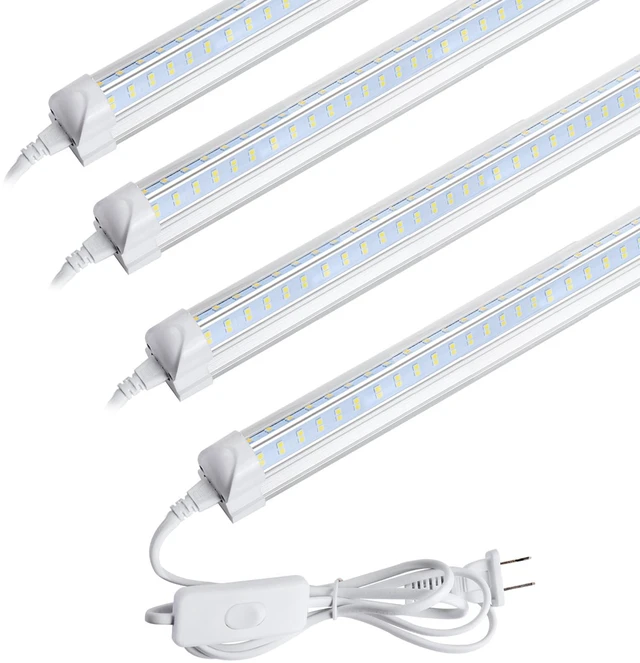 Main image of Led Shop Light, Led Garage Light,2FT 25W 6500K Daylight 3200LM Linkable Clear Cover Integrated V-Shape for Shop Under Cabinet Office General Lighting,Cool White(4-Pack)