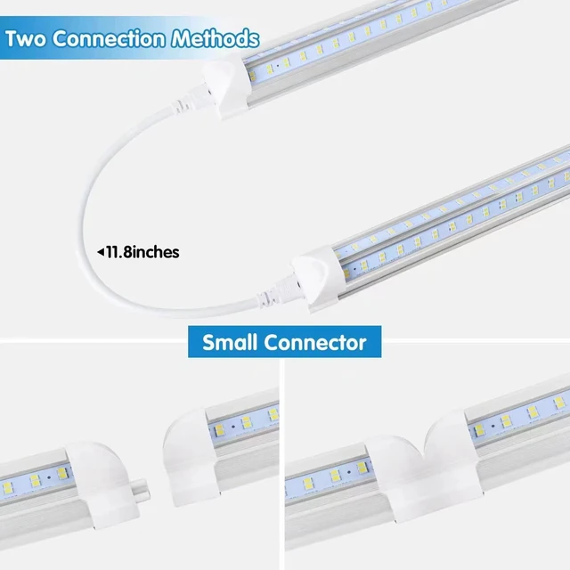 Alt view image 4 of 7 - Led Shop Light, Led Garage Light,2FT 25W 6500K Daylight 3200LM Linkable Clear Cover Integrated V-Shape for Shop Under Cabinet Office General Lighting,Cool White(4-Pack)