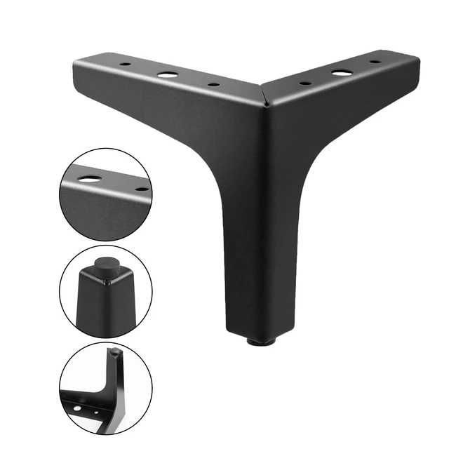 Alt view image 5 of 7 - Furniture Legs Metal feet: Couch Legs 6 Inch Sofa Cabinet Legs Replacement Black Legs for Furniture Set of 4