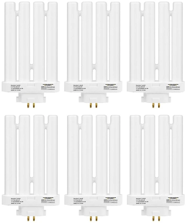 Main image of Led FML27 27-Watt Compact Fluorescent Light Bulbs, 6 Pack 6500K, Quad Tubes, 4-Pin GX10q-4 Base, for Fixtures, Offices, Residential and Commercial Lighting