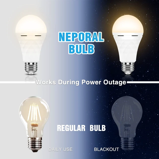 Alt view image 2 of 7 - A19 Rechargeable Light Bulbs, Socket Rechargeable Emergency Light Bulb for Power Failure, Battery Backup Bulbs for Home, Hurricane, Led Bulb 60 Watt Equiv. (Soft White, 4 Count (Pack of 1))