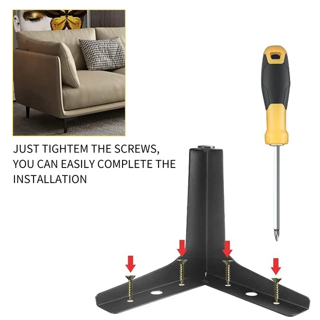 Alt view image 6 of 7 - Furniture Legs Metal feet: Couch Legs 6 Inch Sofa Cabinet Legs Replacement Black Legs for Furniture Set of 4