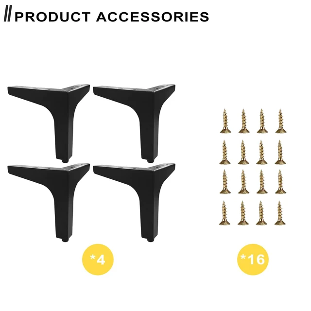 Alt view image 7 of 7 - Furniture Legs Metal feet: Couch Legs 6 Inch Sofa Cabinet Legs Replacement Black Legs for Furniture Set of 4