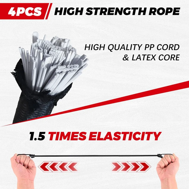 Alt view image 4 of 7 - 4Pcs Bungee Cords with Hooks, Heavy Duty Outdoor Elastic Bungee Straps (80Inch Long), 1/3Inch Thick, No Odour, Max Load 40kg for Camping, Luggage, Tents, Bikes