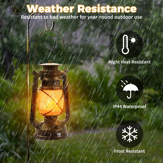 Alt view image 7 of 7 - 2 Pack Bronze Vintage 4 Modes Rechargeable Lanterns with Remote Control Waterproof Hanging LED Lights with Flickering Flame, Outdoor and Indoor Decor for Halloween, Patio, Garden, Pathway, Camping