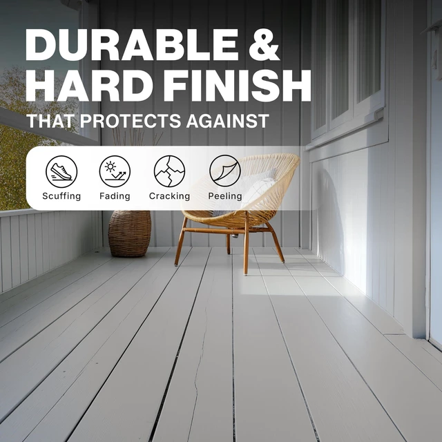 Alt view image 6 of 7 - Porch & Floor Paint (Light Gray) 1-Gallon Durable, Scratch-Resistant, Multi-Surface Interior & Exterior Floor Coating, Low VOC, Fade & Weather Resistant