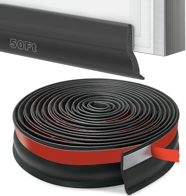 Main image of Garage Door Bottom Seal Strip,50ft Weatherproof Rubber Door Threshold Seal Weatherproof, Rubber, Door Threshold Seal