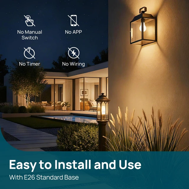 Alt view image 2 of 7 - Dusk to Dawn Light Bulbs Outdoor, A19 Sensor Led Bulbs Automatic On/Off, 9.5W led Light Bulbs, 75 Watt Equivalent, 1200 Lumen, E26 Base, ETL&FCC Listed, 2700K Soft White, 6 Pack