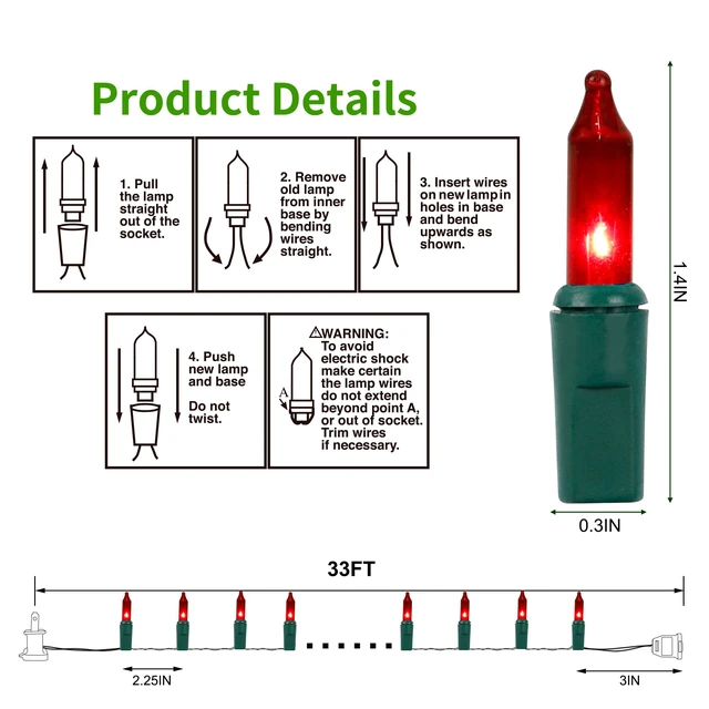 Alt view image 4 of 7 - 3 Sets Valentines Lights, 150 Count 33 FT Each Mini String Lights, Green Wire Fairy Light, 120V UL Certified Connectable Christmas Tree Light for Holiday Winter Patio Party Outdoor Decor, Red