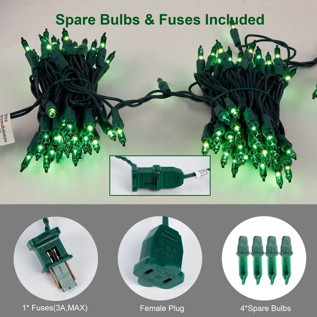 Alt view image 5 of 7 - 3 Sets Christmas Lights, 150 Count 33 FT Each Mini String Lights, Green Wire Fairy Lights, 120V UL Certified Connectable St Patricks Day Light for Holiday Winter Patio Party Outdoor Decoration, Green