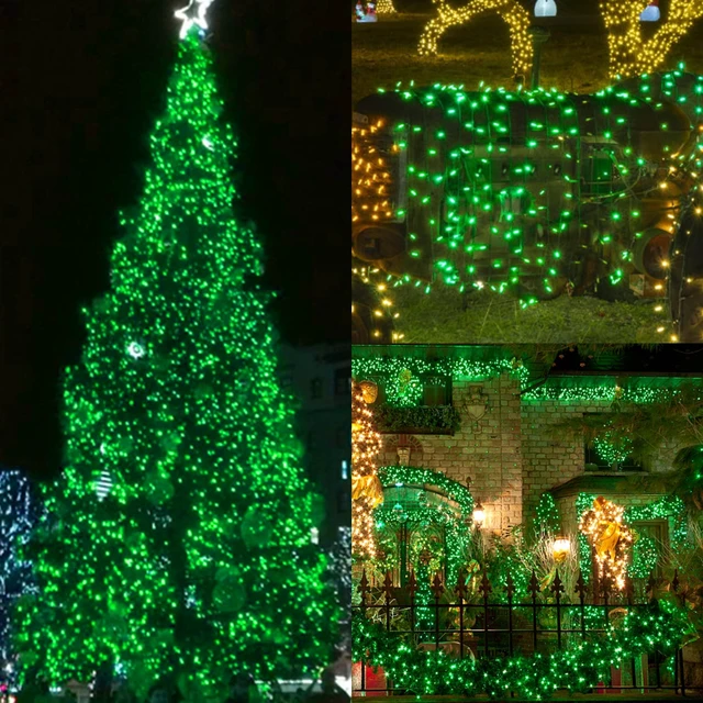 Alt view image 3 of 7 - 3 Sets Christmas Lights, 150 Count 33 FT Each Mini String Lights, Green Wire Fairy Lights, 120V UL Certified Connectable St Patricks Day Light for Holiday Winter Patio Party Outdoor Decoration, Green