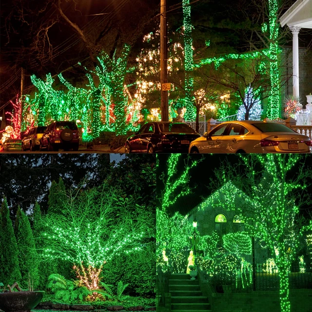 Alt view image 6 of 7 - 3 Sets Christmas Lights, 150 Count 33 FT Each Mini String Lights, Green Wire Fairy Lights, 120V UL Certified Connectable St Patricks Day Light for Holiday Winter Patio Party Outdoor Decoration, Green