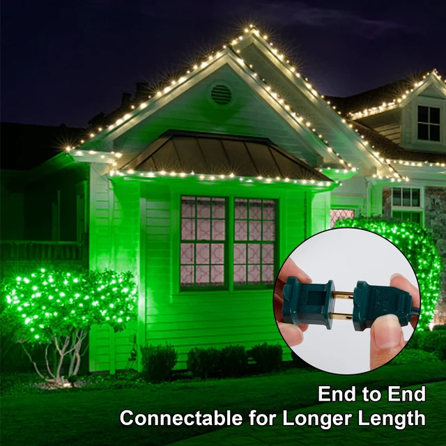 Alt view image 7 of 7 - 3 Sets Christmas Lights, 150 Count 33 FT Each Mini String Lights, Green Wire Fairy Lights, 120V UL Certified Connectable St Patricks Day Light for Holiday Winter Patio Party Outdoor Decoration, Green