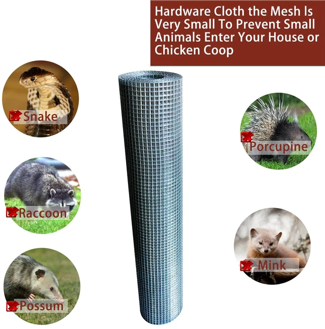 Alt view image 6 of 6 - Galvanized Hardware Cloth 24in X 20ft, 1/4 Inch 23 Gauge Galvanized After Welding Square Mesh, Wire Mesh, Chicken Wire Fence, Rabbit/Snake Fences - Metal cage for Protecting Vegetables, Garden & Home