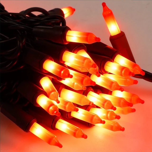 Alt view image 3 of 7 - 3 Pack Halloween Lights Outdoor, Each 29ft 150 Count Black Wire Incandescent Fairy Mini Lights, 120V UL Certified Clear Light String, Connectable for Patio Tree Party Home Decor, Orange