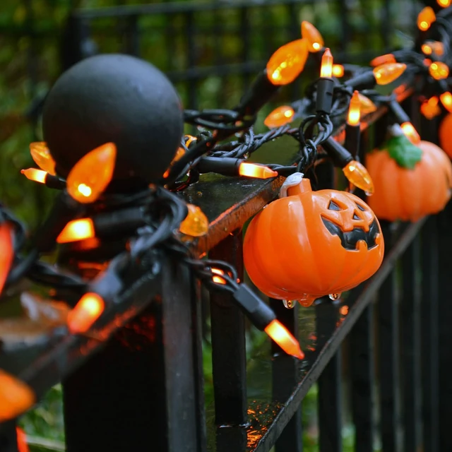 Alt view image 2 of 7 - 3 Pack Halloween Lights Outdoor, Each 29ft 150 Count Black Wire Incandescent Fairy Mini Lights, 120V UL Certified Clear Light String, Connectable for Patio Tree Party Home Decor, Orange