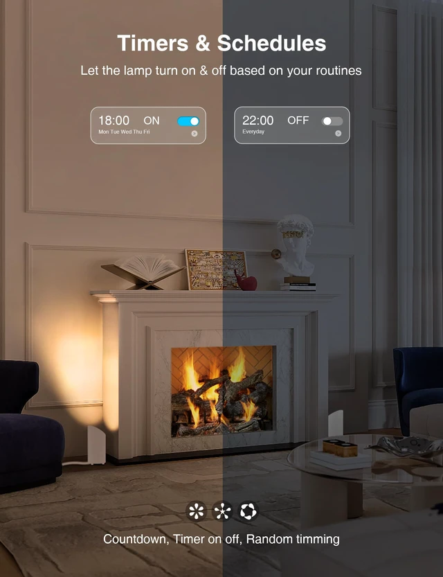 Alt view image 6 of 7 - 5W Smart Floor Can Light Up Lights Indoor, APP Control, RGBCW, 2PCS Uplights Indoor with Timer, 2700K-6500K, Alexa & Google Assistant, Color Changing Spotlights Indoor for Sofa Plant Corner