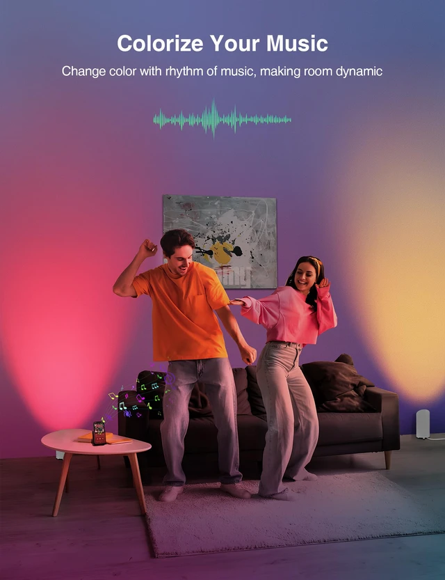 Alt view image 7 of 7 - 5W Smart Floor Can Light Up Lights Indoor, APP Control, RGBCW, 2PCS Uplights Indoor with Timer, 2700K-6500K, Alexa & Google Assistant, Color Changing Spotlights Indoor for Sofa Plant Corner