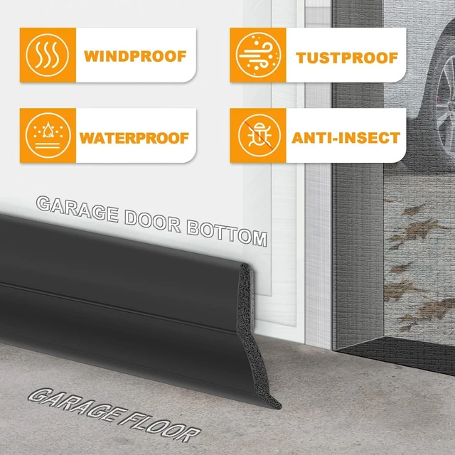 Alt view image 5 of 7 - Garage Door Bottom Seal Strip,50ft Weatherproof Rubber Door Threshold Seal Weatherproof, Rubber, Door Threshold Seal