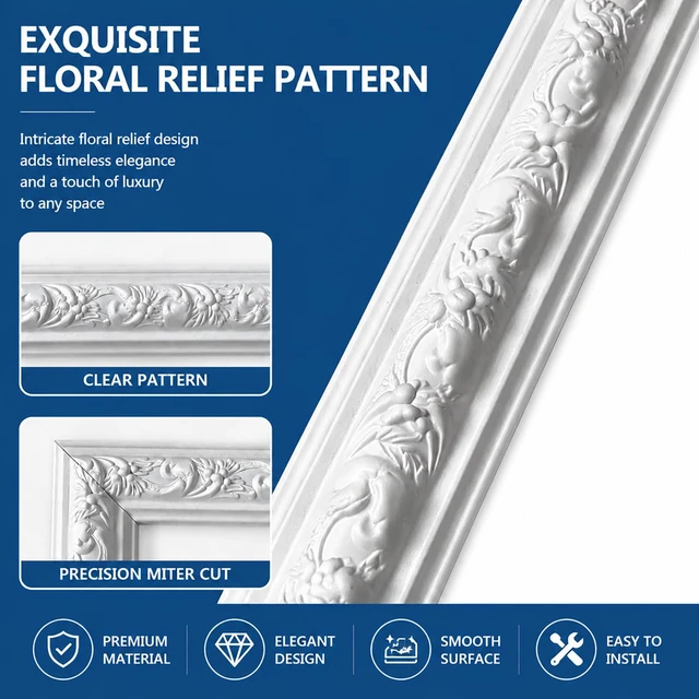 Alt view image 3 of 7 - Peel and Stick Wall Molding Kit, Premade Accent Wainscoting Panels,24x60in 3 Set,Pattern,Self Adhesive,Paintable,PVC,Pre-Cut
