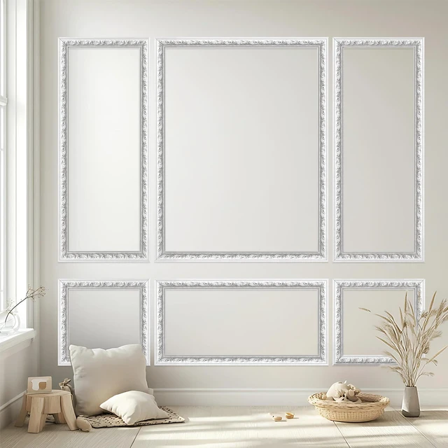 Alt view image 5 of 7 - Peel and Stick Wall Molding Kit, Premade Accent Wainscoting Panels,24x60in 3 Set,Pattern,Self Adhesive,Paintable,PVC,Pre-Cut