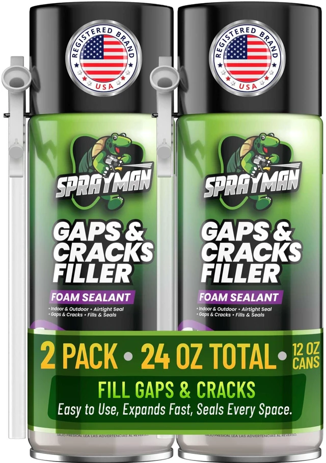 Main image of Gaps and Cracks Filler Foam - Polyurethane Expanding Foam Sealant for Insulating Doors & Windows, Waterproof & Paintable, Straw Use - 12oz, 2 Pack