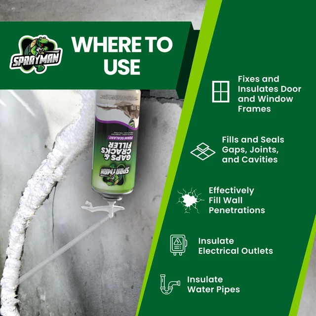 Alt view image 2 of 7 - Gaps and Cracks Filler Foam - Polyurethane Expanding Foam Sealant for Insulating Doors & Windows, Waterproof & Paintable, Straw Use - 12oz, 2 Pack