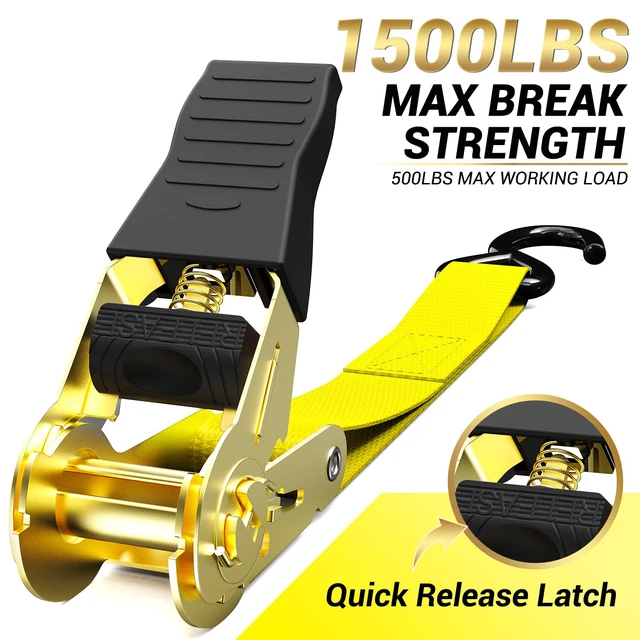 Alt view image 2 of 7 - Ratchet Tie Down Straps, Cargo Straps for Trucks 1" x 15', 8-Pack Reinforced Stitching, Protective Sheath, 500 lbs Load Cap, 1500 lbs Breaking Strength Limit, For Moving Appliances Motorcycle