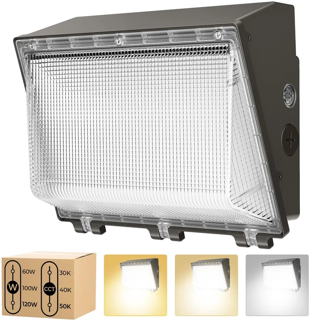 Main image of 120W LED Wall Pack Light, 3CCT 16800LM, Dusk to Dawn Sensor, 1 Pack 100-277Vac,120W/100W/60W Switchable, UL Listed, IP65 Waterproof, Outdoor Security Flood Lighting for Parking Lot, Warehouses
