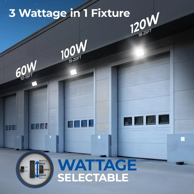 Alt view image 3 of 7 - 120W LED Wall Pack Light, 3CCT 16800LM, Dusk to Dawn Sensor, 1 Pack 100-277Vac,120W/100W/60W Switchable, UL Listed, IP65 Waterproof, Outdoor Security Flood Lighting for Parking Lot, Warehouses