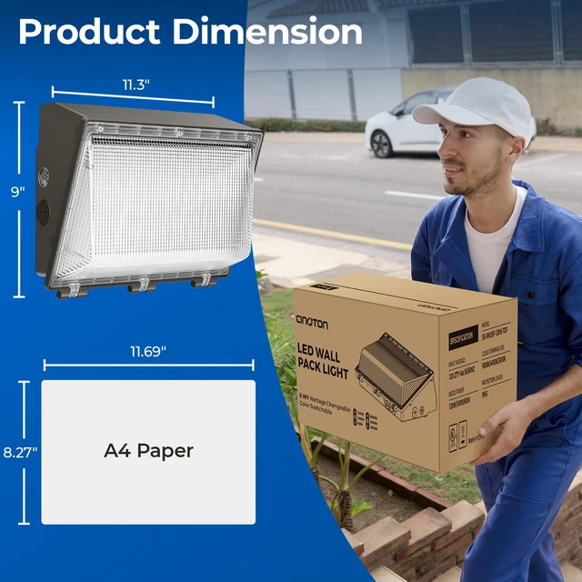 Alt view image 5 of 7 - 120W LED Wall Pack Light, 3CCT 16800LM, Dusk to Dawn Sensor, 1 Pack 100-277Vac,120W/100W/60W Switchable, UL Listed, IP65 Waterproof, Outdoor Security Flood Lighting for Parking Lot, Warehouses