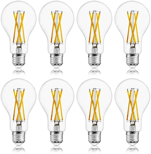 Main image of 100W Eq Dimmable A21 LED, 1600LM, 2700K, E26, 8P 12W, CRI90, clear glass, instant on, no flicker, for table lamps, bedroom, living room, dining room