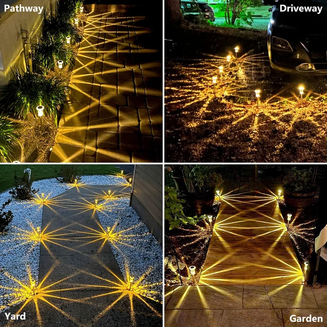 Alt view image 4 of 7 - 10 Pack Solar Lights Outdoor Waterproof Pathway Lights, Warm White Stainless Steel Stake Lights for Yard Garden Walkway Driveway Sidewalk Lawn Landscape Path Outside LED Auto On/Off, Acrylic