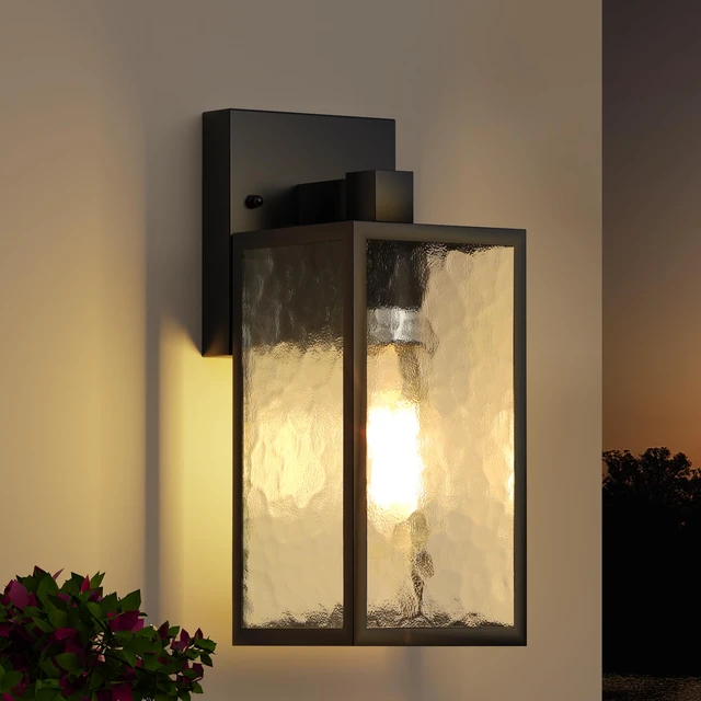Alt view image 7 of 7 - Exterior Lighting Fixture, Outdoor Front Porch Light Wall Mount 1Pack 10.65inch, Anti-Rust Metal Frame, Tempered Glass, E26 Base, Waterproof, Easy Install, Wall Sconce for Patio, Garage, Entryway