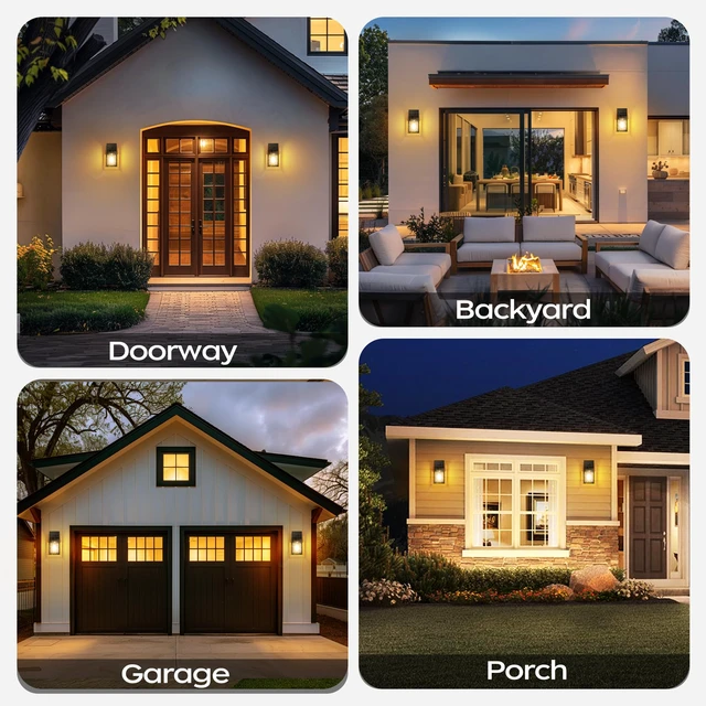 Alt view image 6 of 7 - Exterior Lighting Fixture, Outdoor Front Porch Light Wall Mount 1Pack 10.65inch, Anti-Rust Metal Frame, Tempered Glass, E26 Base, Waterproof, Easy Install, Wall Sconce for Patio, Garage, Entryway
