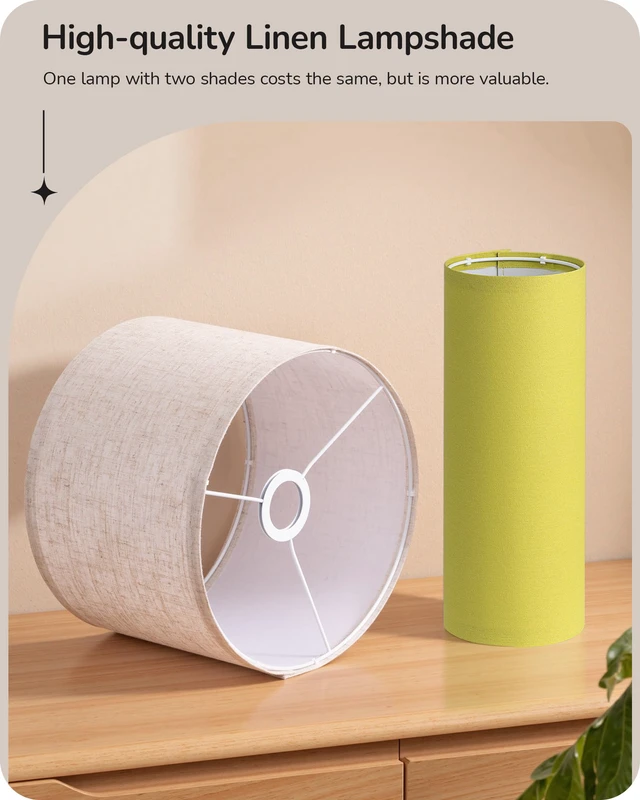 Alt view image 4 of 7 - 2 Lampshades Modern Floor Lamps for Living Room Green 63.7", Remote Control, Foot Switch, 2700-6000K Dimmable, 9W Bulb Included, Minimalist Standing Lamp for Bedroom, Office
