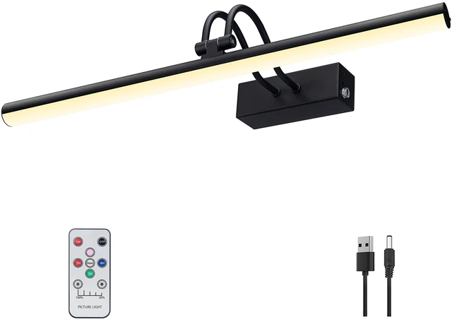 Main image of Art Light,5000mAh Cordless Picture Light,20" Gallery Light,Black Rechargeable Photo Lights,Remote Timer and Dimmer Wall Sconces for Painting,Display,Frame,Room Decor
