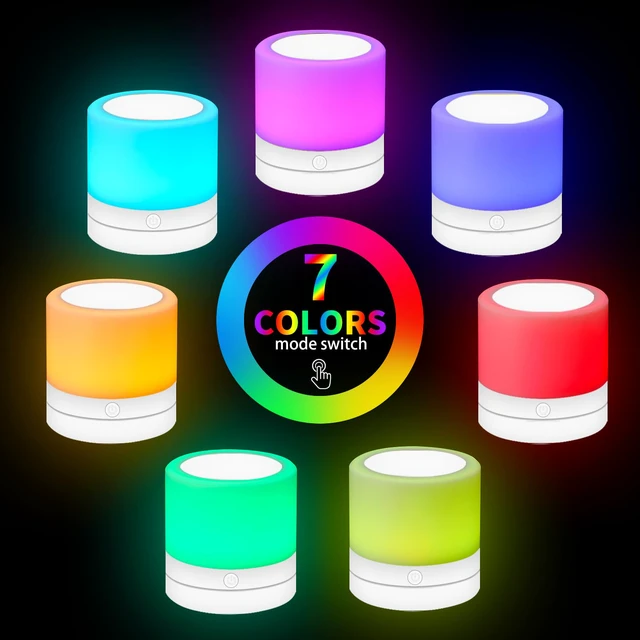 Alt view image 6 of 7 - Nursery Night Light for Kids, USB Rechargeable Small Desk Lamp,13 RGB Colors & 4 Brightness & 1 Remote, Touch Bedside Cordless Table Lamp, Portable Night Lamp for Bedroom Living Room (2 Pack White)