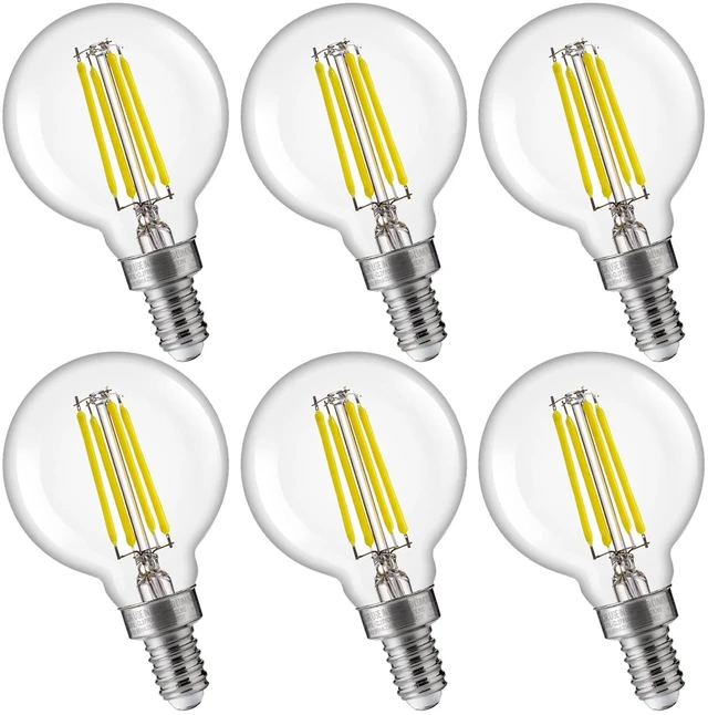 Main image of 60W Equivalent LED Globe Candelabra Bulbs, Dimmable G16.5 LED E12 Chandelier Light Bulbs, 550LM, CRI90, 5.5W, AC 120V, 6 Pack, 5000K Daylight