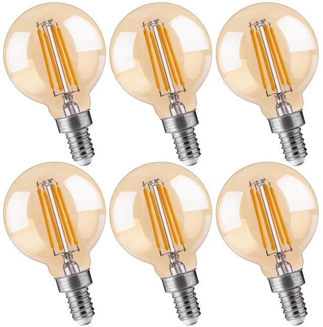 Main image of G16.5 Dimmable LED Candelabra Bulbs 40W Equivalent, LED E12 Chandelier Light Bulbs, 330LM, CRI82, 4W, AC 120V, 6 Pack, 2200K Warm White