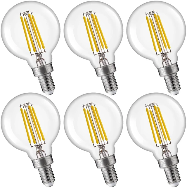 Main image of G16.5 Dimmable LED Candelabra Bulbs 60W Equivalent, LED E12 Chandelier Light Bulbs, 500LM, CRI82, 4W, AC 120V, 6 Pack, 3500K Netural White