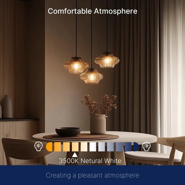 Alt view image 6 of 7 - G16.5 Dimmable LED Candelabra Bulbs 60W Equivalent, LED E12 Chandelier Light Bulbs, 500LM, CRI82, 4W, AC 120V, 6 Pack, 3500K Netural White