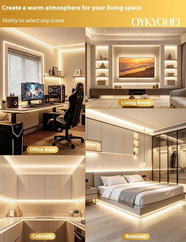 Alt view image 7 of 7 - COB LED Strip Lights, Natural White Dimmable with Remote, 32.8ft Self-Adhesive, Waterproof, Cuttable, 24V, Flexible, Silicone, 4000K, Neon Tape for Bedroom, Kitchen, Cabinet, TV 10 mm Width