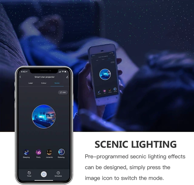 Alt view image 2 of 7 - Galaxy Projector for Bedroom,Star Projector Galaxy Light,Northern Lights Projector,Ceiling Starlight Projector,Nebula Lamp,Smart APP&Voice Control,Aurora LED Night Light Projector for Kids Room Black