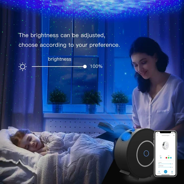 Alt view image 5 of 7 - Galaxy Projector for Bedroom,Star Projector Galaxy Light,Northern Lights Projector,Ceiling Starlight Projector,Nebula Lamp,Smart APP&Voice Control,Aurora LED Night Light Projector for Kids Room Black
