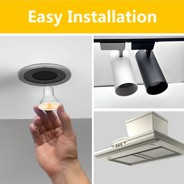 Alt view image 6 of 7 - GU10 LED Light Bulbs, Dimmable GU10 Bulb Replacement for Track Lighting, 5.5w Equivalent 50W, 500 LM Warm White 2700K, MR16 LED Bulb for Kitchen, Range Hood, Living Room, 24 Pack