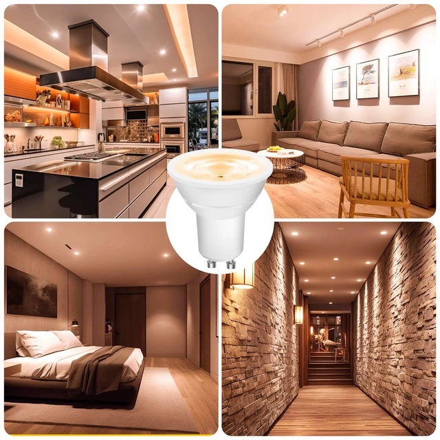 Alt view image 7 of 7 - GU10 LED Light Bulbs, Dimmable GU10 Bulb Replacement for Track Lighting, 5.5w Equivalent 50W, 500 LM Warm White 2700K, MR16 LED Bulb for Kitchen, Range Hood, Living Room, 24 Pack
