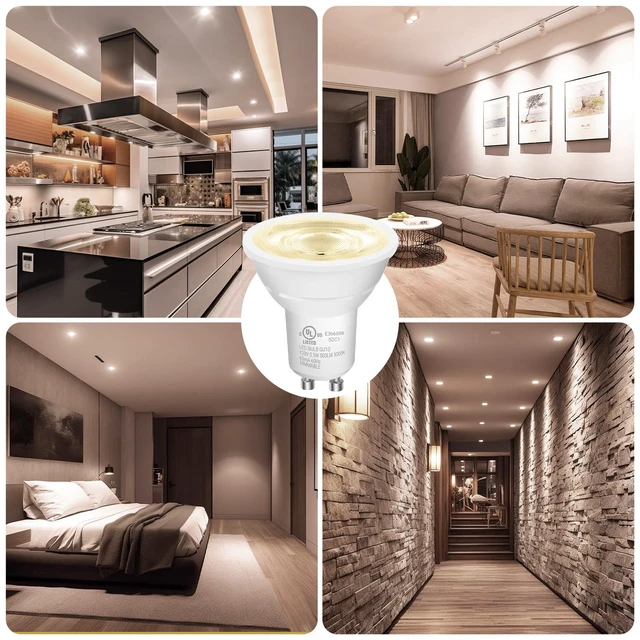 Alt view image 7 of 7 - GU10 LED Light Bulbs, Dimmable GU10 Bulb Replacement for Track Lighting, 5.5w Equivalent 50W, 500 LM Soft White 3000K, MR16 LED Bulb for Kitchen, Range Hood, Living Room, 24 Pack