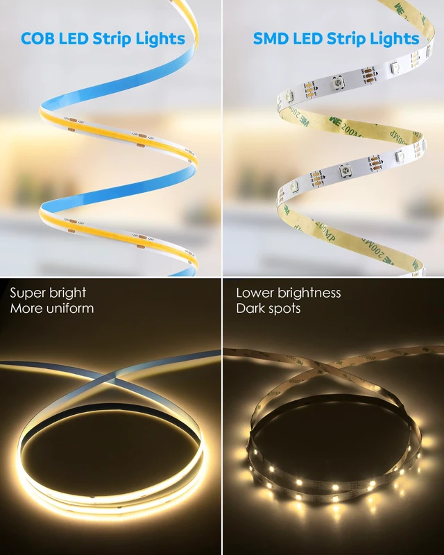 Alt view image 4 of 6 - COB Led Strip Lights 24V 50FT Led Rope Lights for Bedroom Warm White 3000K 320Leds/m CRI85+ Flexible LED Tape Lighting for Party Home Indoor Decor 15M (Power Supply & LED Dimmer Not Included)