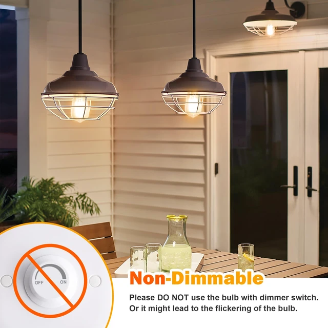 Alt view image 5 of 7 - 4-Pack Vintage Edison Bulbs 60W Equivalent, 850LM 6W LED Light Bulb Warm White 2700K, ST58 Filament Lighting E26 Base, Non-Dimmable